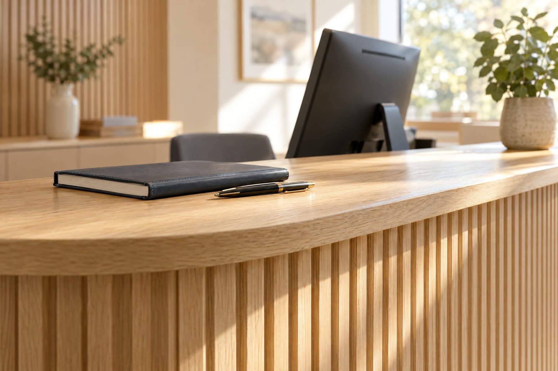 A practice reception counter